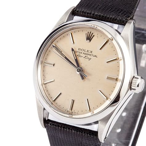 vintage rolex unisex stainless steel airking watch with leather band|Rolex Air.